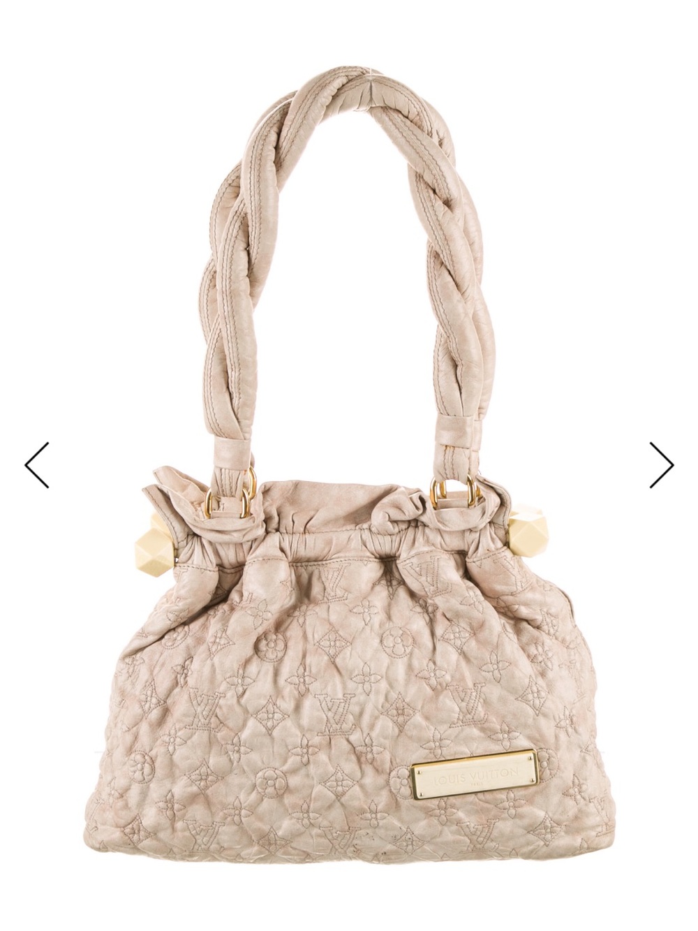 Louis Vuitton Quilted Cream Shoulder Bag with Braided Handles